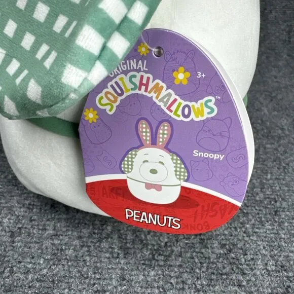 Squishmallows Peanuts Easter Snoopy with Bunny Ears 8 Inch Soft Plush New - Picture 5 of 6